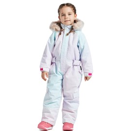 SNBOCON Kids Waterproof Colorful One Piece Coveralls Ski Suits Snowsuits Winter Jumpsuits Snowboarding (140cm,Aurora)