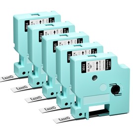 EazeID Replacement for DYMO Label Maker Refills D1 Label Tape Clear 45010 S0720500 Fit for Dymo LabelManager 160 280 360D 450 210D Colorpop Label Maker, 1/2 Inch x 23Ft 5-Pack Black on Clear