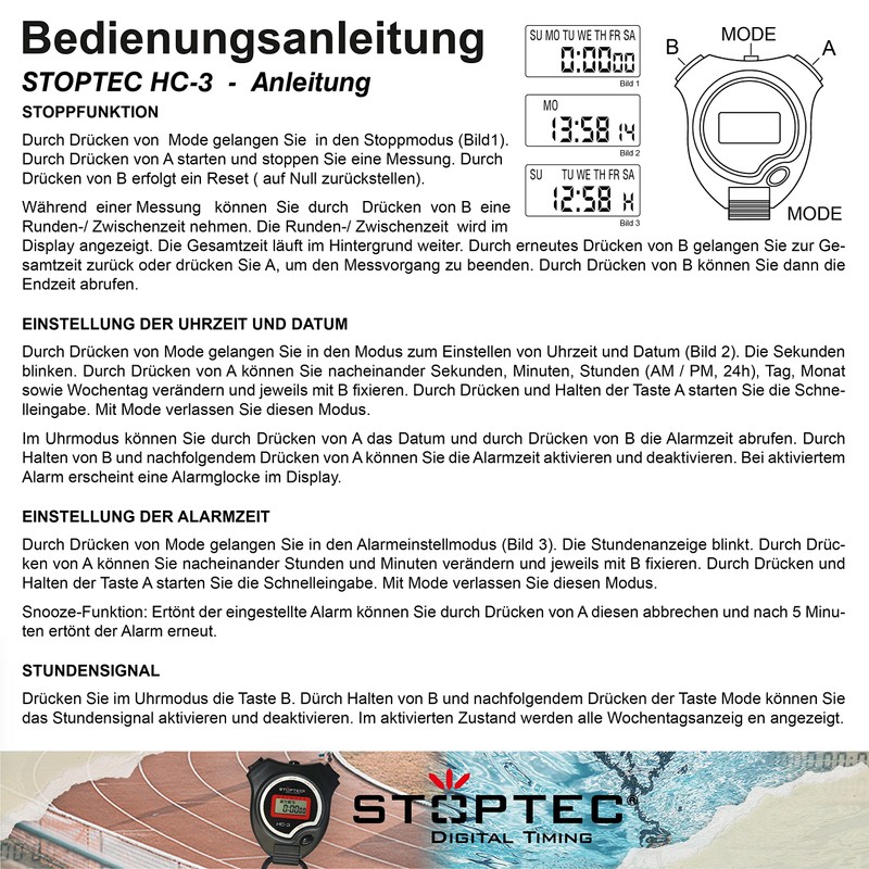 Stoptec HC-3 Stopwatch - Digital Stopwatch | Hobby | Sports