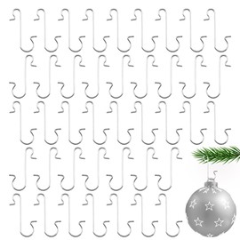 Yicelerate Christmas Bauble Hooks - 100 Pcs Sliver Christmas Ornament Hooks for Baubles,S Hook,Easy to Use & Reusable,Perfect for Xmas Tree Decorations,Lights & Festive Decor,Mini ChristmasHook