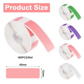 4 Rolls Thermal Label Tape 12 x 40 mm, Thermal Label Roll, Label Printer Thermal Paper, Thermal Label Tape, Waterproof Label Tape Compatible with Label Printers P11/P12/P15 (White/Green/Pink/Purple)