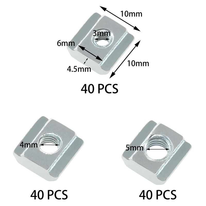 120 PCS T Sliding Square Guiding Nuts for 2020 Series