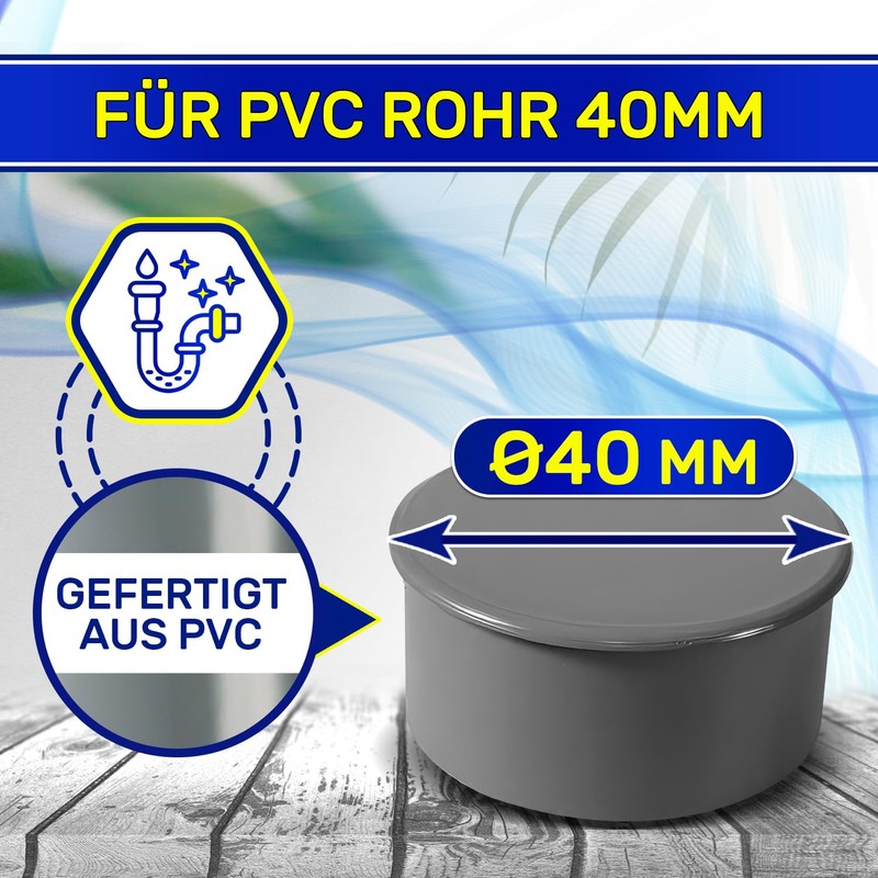PVC Sleeve Plug Diameter 40 mm for Waste Water Pipes