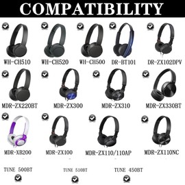 WH-CH510 Cooling Gel Replacement Earpads Ear Cushions Compatible with Sony WH-CH500,CH510,CH520,MDR-ZX100,ZX110,ZX110NC,XB200,ZX300,ZX330BT,MDR-V100,V150,V300S Headset Ear Cups Asseccories (Black-CG)