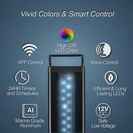 CURRENT USA ColorPlus Smart Freshwater Aquarium & Terrarium LED Light with App and Voice Control | Alexa & Google Home Compatible | Extra Vivid Colors for Fish Tank| Aluminum (for Tanks 24" to 35")