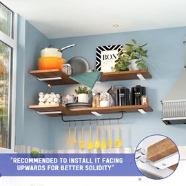 Goovilla Shelf Bracket, Heavy Duty Floating Shelf Brackets 10 inch Long, 6 Pack Brackets for Shelves, White Coated Metal Wall Shelf Support Brackets with 1/5 Inch Thick and 160 lb. Load Capacity