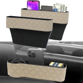 Car Seat Gap Filler Organizer, 2 Pack Seat Gap Storage Box, Leather Cup Holder Gap Bag for Console Car Organizers and Storage, Car Gap Filler Organizer for Phones, Sunglasses, Keys and Cards