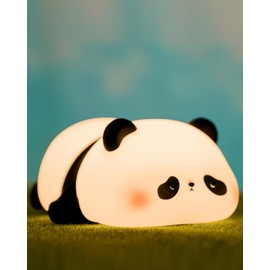 ATSUI Cute Panda Night Light, LED Squishy Novelty Animal Night Lamp, Food Grade Silicone 3 Level Dimmable Nursery Nightlight for Desk Decor, Funny Gifts Stuff for Boys Girls Baby, White Elephant Gifts