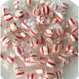 Soft Peppermint Puffs - 1 lb of Red and White Individually Wrapped Creamy Peppermint Candy