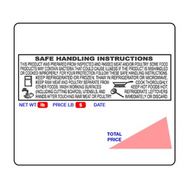 Globe/Ishida Scale Label GL-4164, Safe Handling, UPC, 64 mm x 59 mm (2.520” x 2.323”), 625 Labels/Roll, 12 Rolls/Case Made in USA