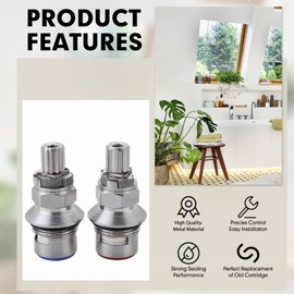 2 Pack Ceramic Disc Cartridge for 910-9000, Compatible with Price Pfister Hot & Cold Ceramic Valve, Fits for Price Pfister Two Handle Lavatory and Kitchen Faucets, 12 Point Broach