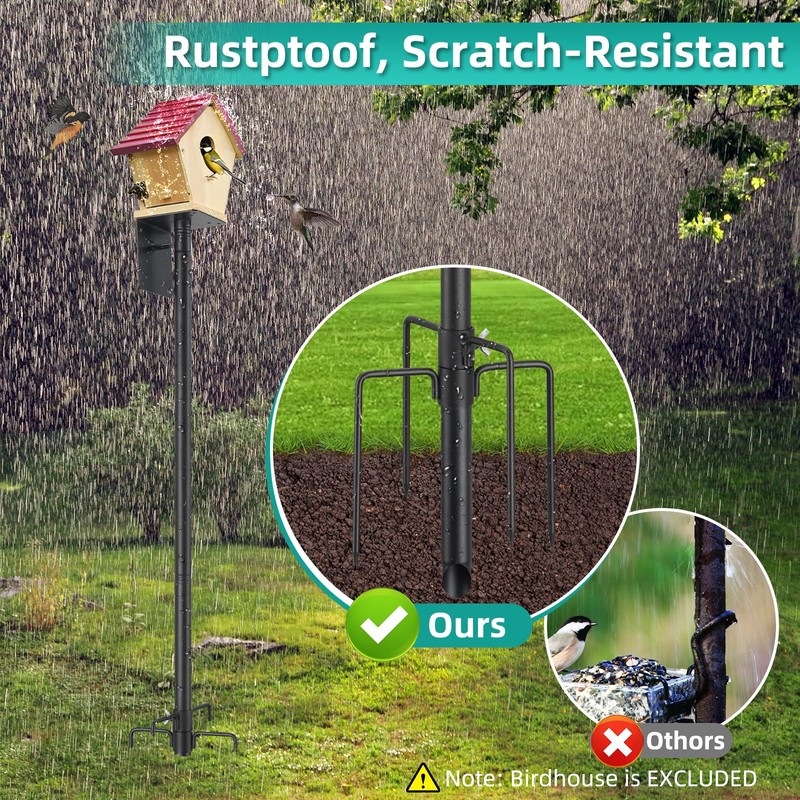 Bird House Pole,102 Inch Heavy Duty Bird Feeder Pole Mount