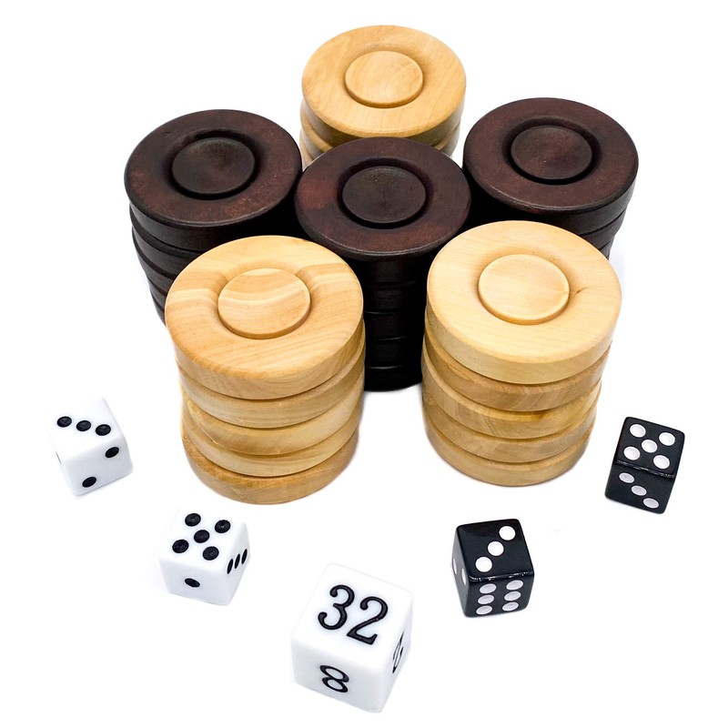Melia Games Backgammon Olive Wood Replacement Tiles Standard Size 35