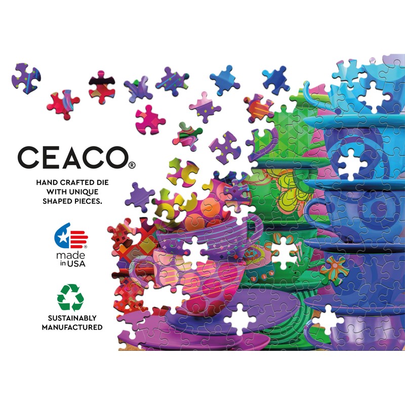 Ceaco – Rainbow Teacups - 300 Piece Jigsaw Space Saver