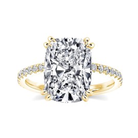 Effinny 4.0ct Elongated Cushion Cut Engagement Ring for Women,Sterling Silver Simulated Diamond Promise Ring, Metal, Cubic Zirconia