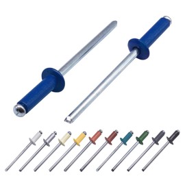 (Pack of 80) Varnished Blind Rivets 4.0 x 14 mm, Dome Head, DIN 7337, Aluminium Rivets and Steel Mandrel, Pop Rivets (80, Gentian Blue RAL 5010)