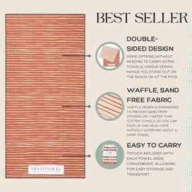 RB INTERNATIONAL Beach Towel with Bag, Microfiber Waffle Construction Double-Sided. Sand-Free, Quick-Dry, Lightweight for Swimming, camping, yoga, Gym, hiking, Bath, Holiday essentials. (160 x 80 cm)