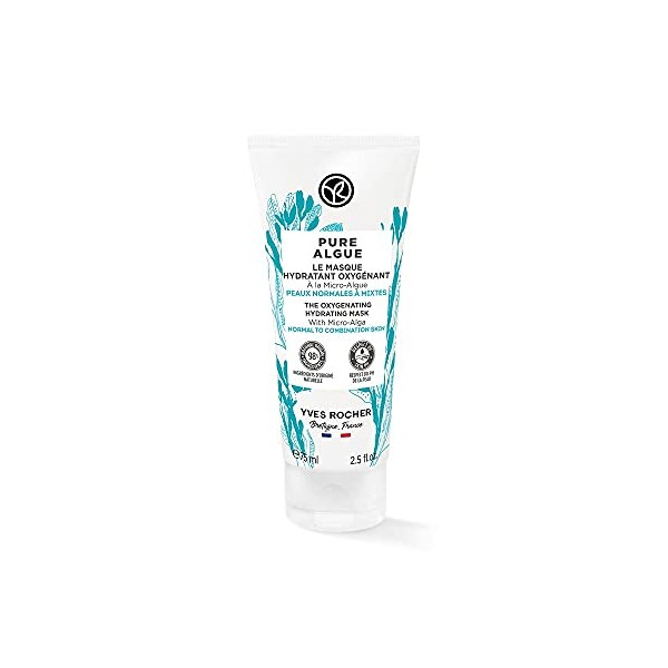 Yves Rocher PURE ALGUE Skin Oxygen Feuchtigkeitsmaske, Hautpflege mit Mikroalgen, spendet Feuchtigkeit, 1 x 75 ml Tube