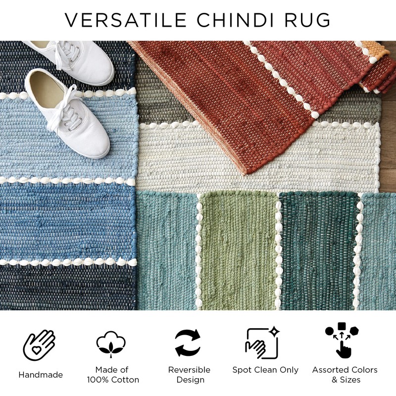 DII Buffalo Check Rug Collection - Alfombra chindi Reversible teñida