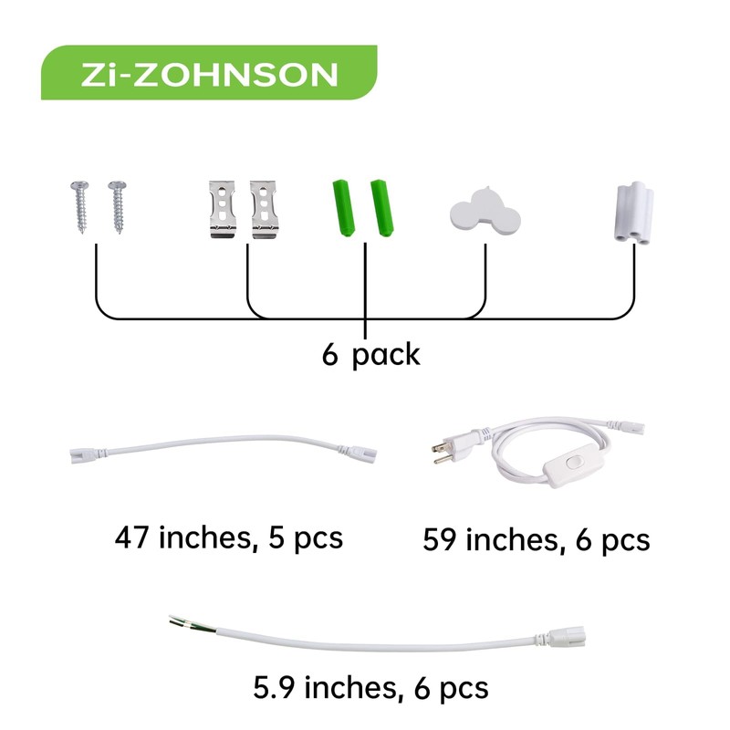 Zi-ZOHNSON 6 Pack 6CCT Tunable 4FT led Shop Lights for