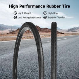 yeesport 2 Pack 700x35c Bike Tires Foldable 37-622/700x35c Gravel Bike Tires & Bike Tubes with 48mm A/V Valve, 700c City/Gravel/Road Bike Tires with Rim Strips for Urban Rural Asphalt Concrete