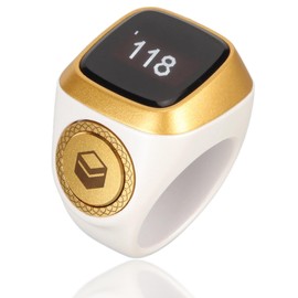 Hand Tally Counter Count Clicker, Bluetooth Counter for iQibla, 0.49in Screen, Electronic Counting Finger for Sport Casino Event School Training Activities (White)