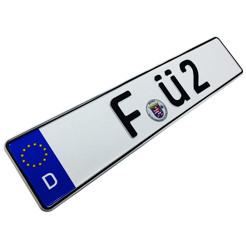 European German License Plate - F Ü 2 (Plate Only)