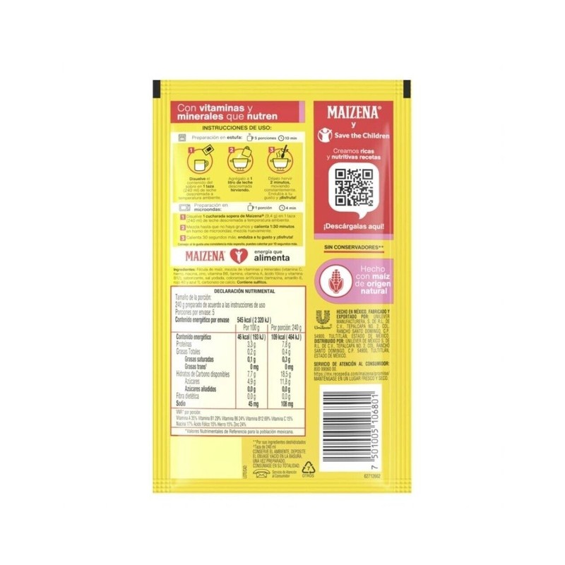 maizena Fécula de maíz Maizena atole fortificado sabor Fresa 47