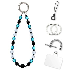 KARENSKEYS Phone Charm Strap, Sparkling Crystal Beaded Lanyard with Tether Tab &Metal Buckle for Cellphone, Wrist Keychain for Car Keys with D Ring for Women.