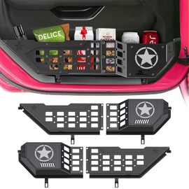 MEAUTELE Metal 3D Front Door Pocket Storage Box for Jeep Wrangler JL JLU 4XE 2018-2025 Gladiator JT 2020 2021 2022 2023 2024 2025 Door Storage Organizer Accessories 2PCS (3D hollowed-out Star)