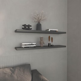 Floating Shelves, Matt Gray, 2-Tier, Modern Wall Shelves for Decor & Books