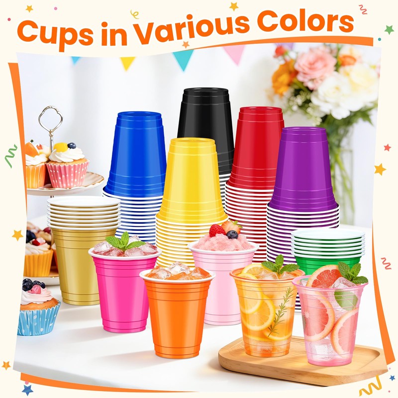 LIKAJON 50 Yellow Plastic Cups, 12 oz Disposable Cups, Drinking