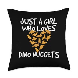 Just a Girl Who Loves Dino Nuggets Dinosaur Chicken Nugget Throw Pillow
