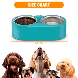 Heated Water Bowl for Cats Dogs, Heated Pet Bowl 47OZ with Removable Stainless Steel Double Bowl Warmer Water and Food, Waterproof Heated Dog Bowl Outdoor for Pet in Winter with Stickers