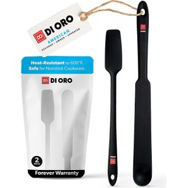 DI ORO Silicone Blender & Jar Spatulas - Rubber Spatulas Silicone Heat Resistant - Kitchen Spatulas Nonstick Cookware Safe - Silicone Utensil Set for Cooking, Mixing, Baking, & Scraping (2pc, Stone)