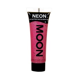 Moon Glow, Neon-UV-Glitzer-Gesichts- und Körpergel, Glitzer-Gesichtsfarbe (Rubinrosa, 12 ml (1 Stück))