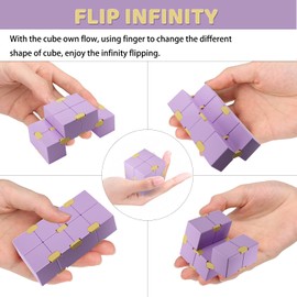 Funxim Infinity Cube Purple Fidget Toy Cube, Fidget Finger Toy Stress and Anxiety relief, Killing Time Fidget Toys Infinite Cube suitable for Adults & Kids