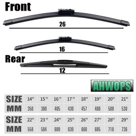 AHWOPS 3 Wiper Front and Rear Wiper Blades for Subaru Impreza 2017-2023/Crosstrek 2018-2023, OE Original Style (26″/16″ Front/12″ Rear) For My Car