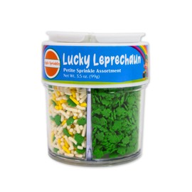 Mystic Sprinkles St. Patrick's Day 4 Cell Sprinkle Assortments (Lucky Leprechaun Sprinkle Assortment, Petite)