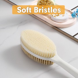 Backski 2-Pack Brush Head for 19" Back Scrubber for Shower(Handle not Included),Dry Brushing Body Brush, Exfoliating Body Scrub for Dry Skin.