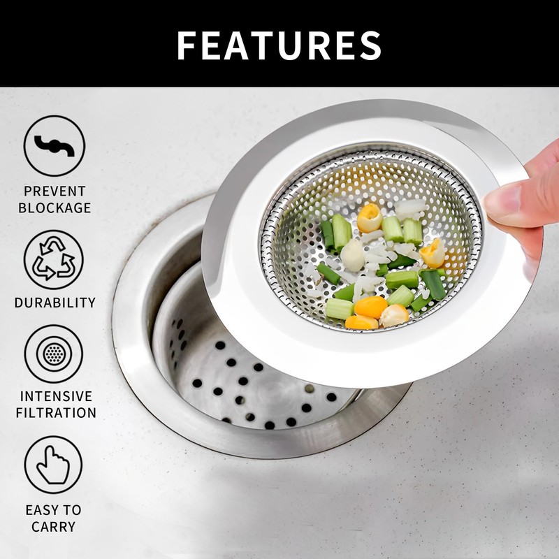 Lynnado 3 Pcs Sink Strainer for Most Kitchen Sink Drain