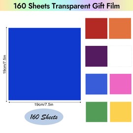 160 Sheets Coloured Transparent Films, 19 x 19 cm, Colourful Transparency Film, Coloured Cellophane Film for DIY, Coloured Cellophane Film, for Flowers, Gift Decoration (8 Colours)