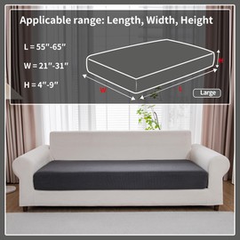 QIANMEW Couch Cushion Covers,Comfort Soft Magic Sofa Covers Washable Stretch Resistant for Chair Cushion Couch Furniture Protectors for Pets Sectional Slipcovers(Large Sofa Cushion,Dark Gray)