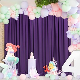 Purple Backdrop Curtains 4 Panel 5ft x 10ft Polyester Fabric Party Backdrops for Arch Wedding Stage Ceremony Photography Background Decorations