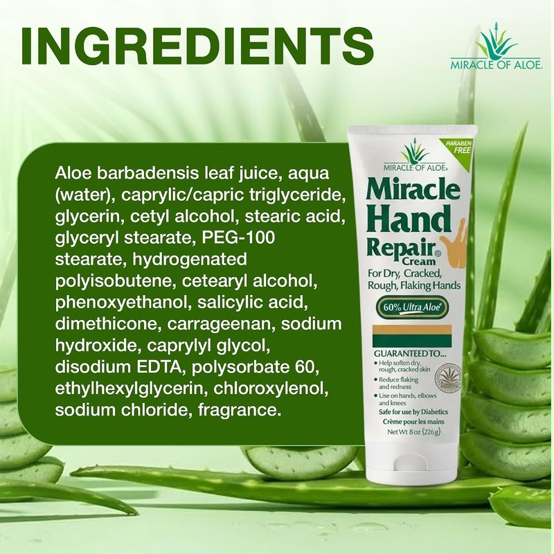 Crema reparadora de manos Miracle con 60% UltraAloe, 8 Oz