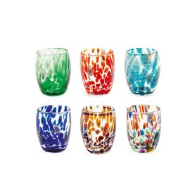 H&H Set of 6 Bicchieri Veneziano In Vetro Decorato Multicolour Cl 5