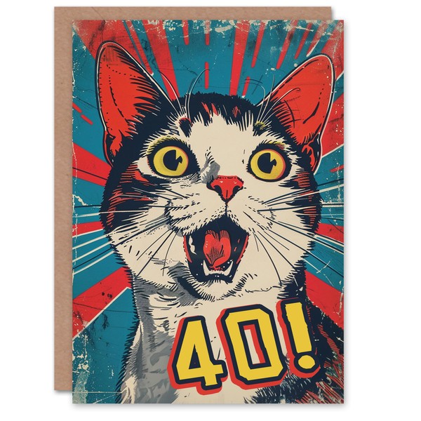 Artery8 Surprise Retro Style Forty 40 Year Old Cat Lover