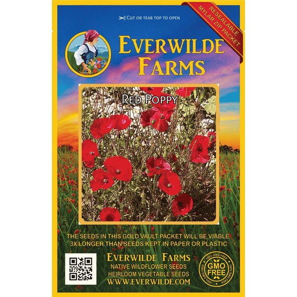 Everwilde Farms - 1 Oz Red Poppy Wildflower Seeds - Gold Vault