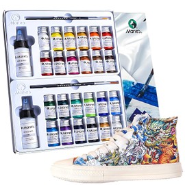 GFHGJH Kit De Pintura Para Tela/tejido,24 De Pigmento DIY,pintura de tela para lienzo seguro para niños.Impermeable, Kit De Pintura Textil Permanente Para Adultos Y Artes En Ropa, Zapatos Y Lienzos