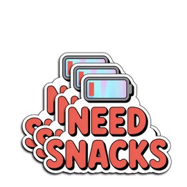 (3Pcs) Need Snacks Stickers Funny Sarcastic Quote Humor Motivational Inspirational Gifts Waterproof Vinyl Decals for Kindle Water Bottle Bumper Car Hard Hat Phone Laptop 3x2.3